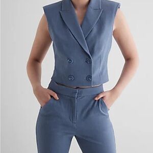 Express Padded Shoulder Tailored Cropped Blazer Vest Size M